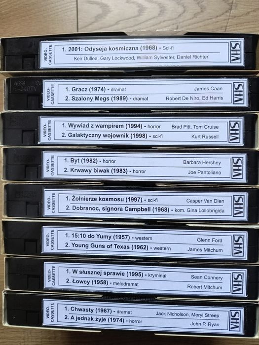 Zestaw kaset VHS  kolekcja 15 filmów / 8 kaset