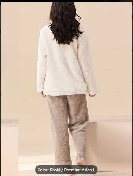 Nowa , urocza ciepła zimowa welurowo polarowa damska pizama.R l