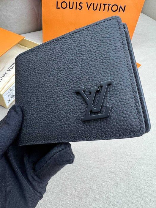 Кожаный черный бумажник Louis Vuitton кошелек Луи Виттон k423