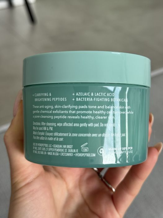 Hydropeptide toner pads