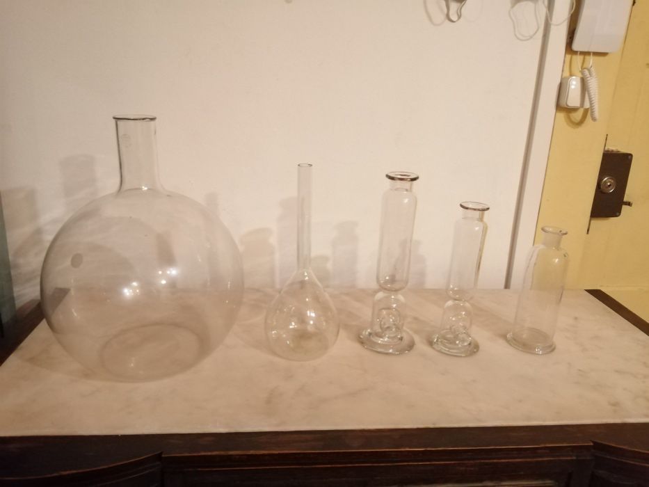 Frasco Vintage Farmácia cor âmbar vidro soprado manualmente (à mão)