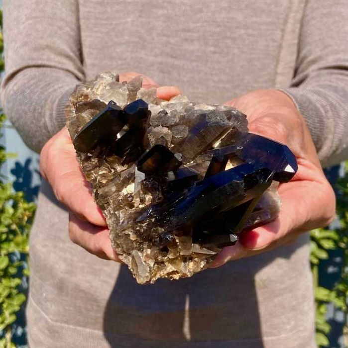 Drusa de quartz preto fumado com 500g