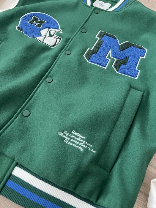 Бомбер House Varsity Jacket | Green / White | College Style