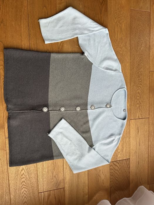 Niebieski szary kardigan sweter damski rozpinany XL