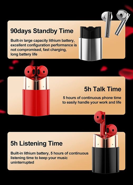 Auriculares Bluetooth batom lipstick