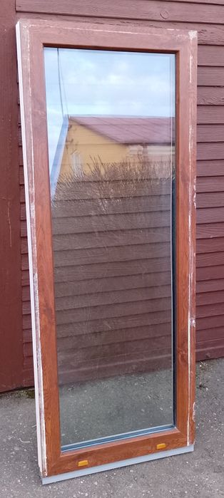 Okno PVC  Fix orzech/biel 56.5x143.5cm