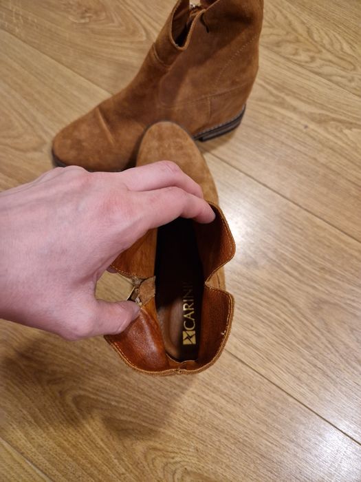 Botki Carini zamszowe camel r. 38 krótkie nowe