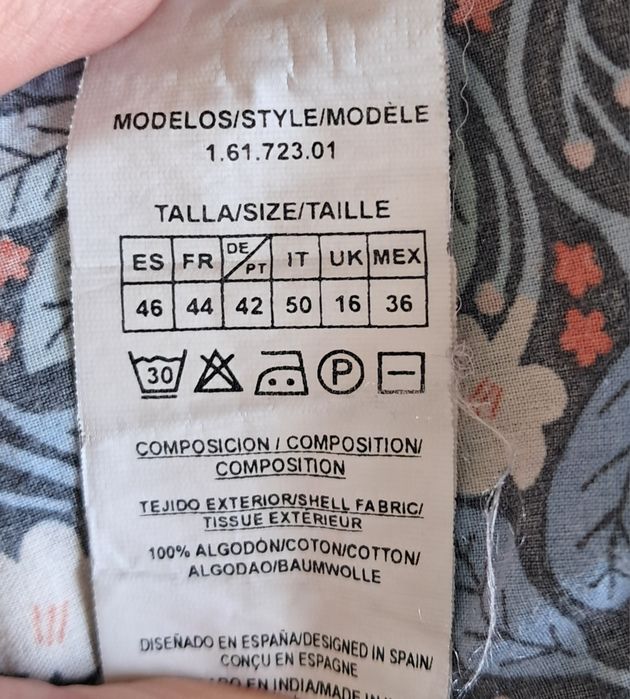 Camisa / Blusa de Botões Md'M 100% Algodão (Tam. 42 / XL) – Floral Azul