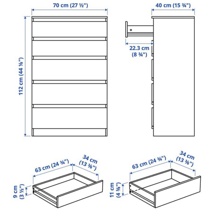 Cómoda KULLEN IKEA 6 gavetas