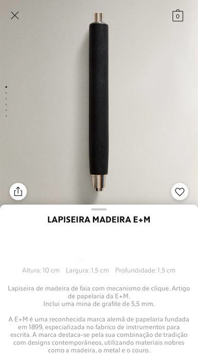 Lapiseira Madeira E+M Zara Home NOVO