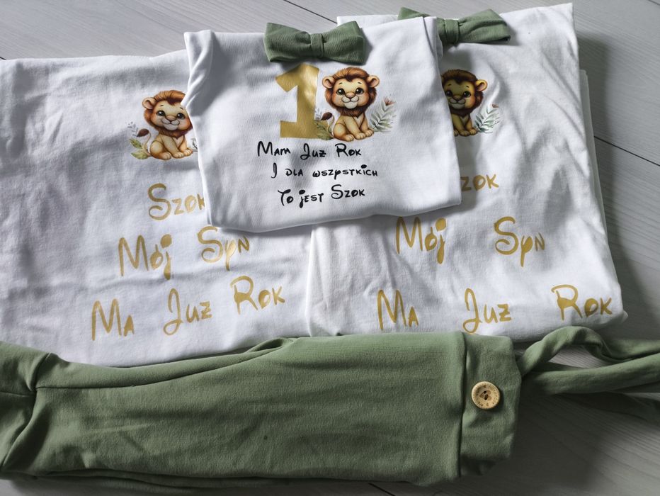 Komplet karmelowy na pierwsze urodziny rok chłopiec