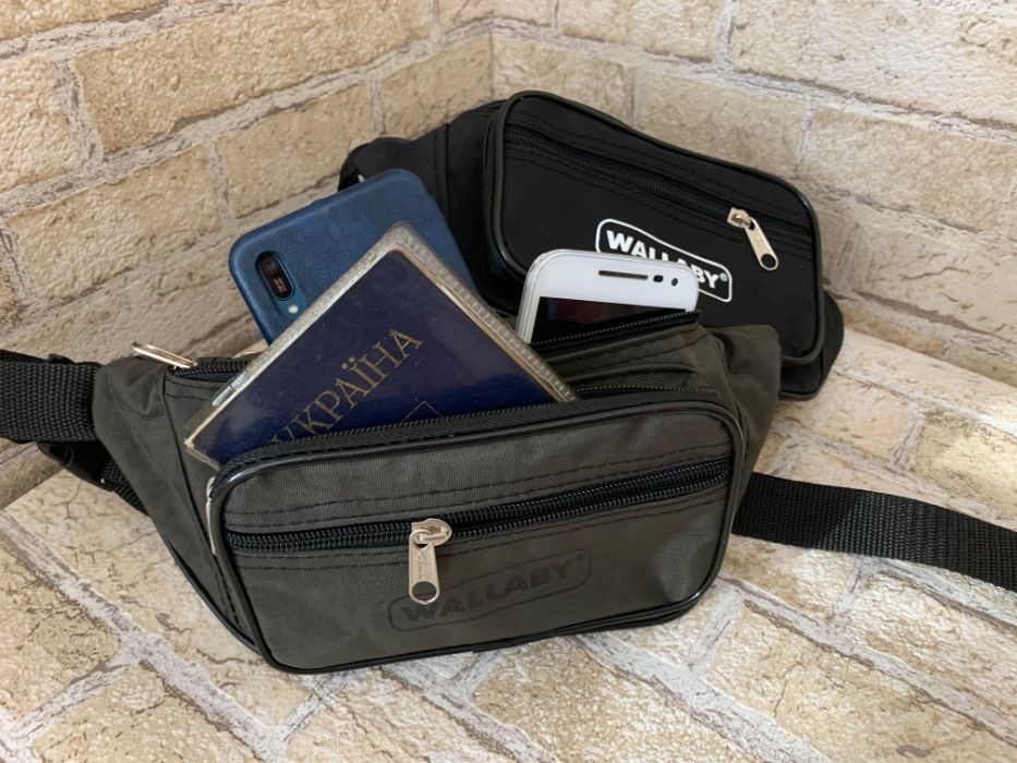 Сумка мужская на пояс ,плечо бананка Код  2900 и 2907 черная хаки