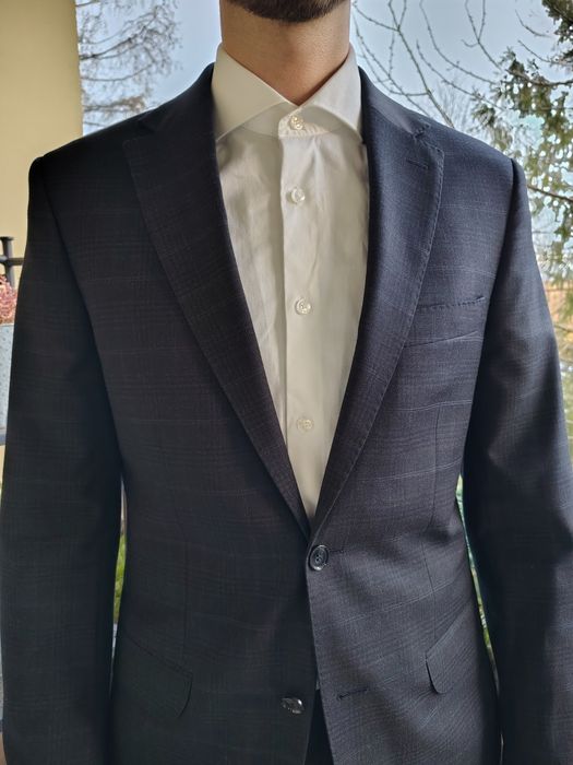 Garnitur Vistula, czarny, w kratkę, rozmiar 188/100, na studniówkę