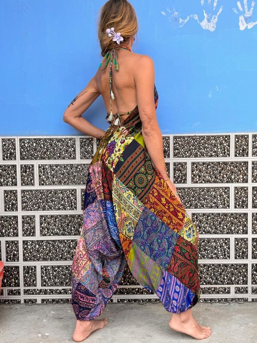 Szarawary ogrodniczki kombinezon patchwork