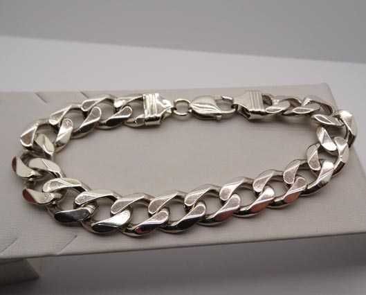 Okazała srebrna bransoletka pancerka 23,5 cm. 13 mm.