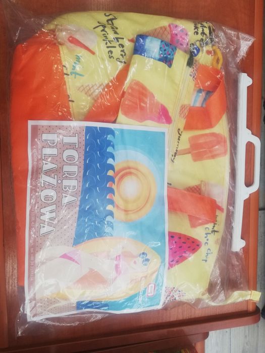 Kolorowa torba plażowa z kosmetyczką, termiczna