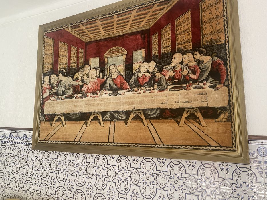 Antiguidades - Quadro e peça  lapidada   “Ceia de Cristo”