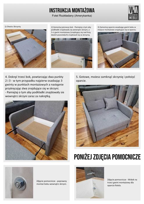 amerykanka łóżko składane ala fotel