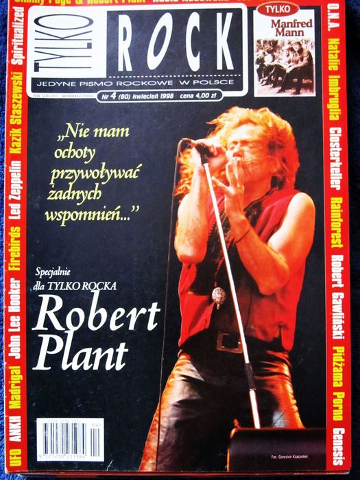 Tylko Rock 4/1998 Robert Plant,Manfred Mann,Led Zeppelin,Genesis