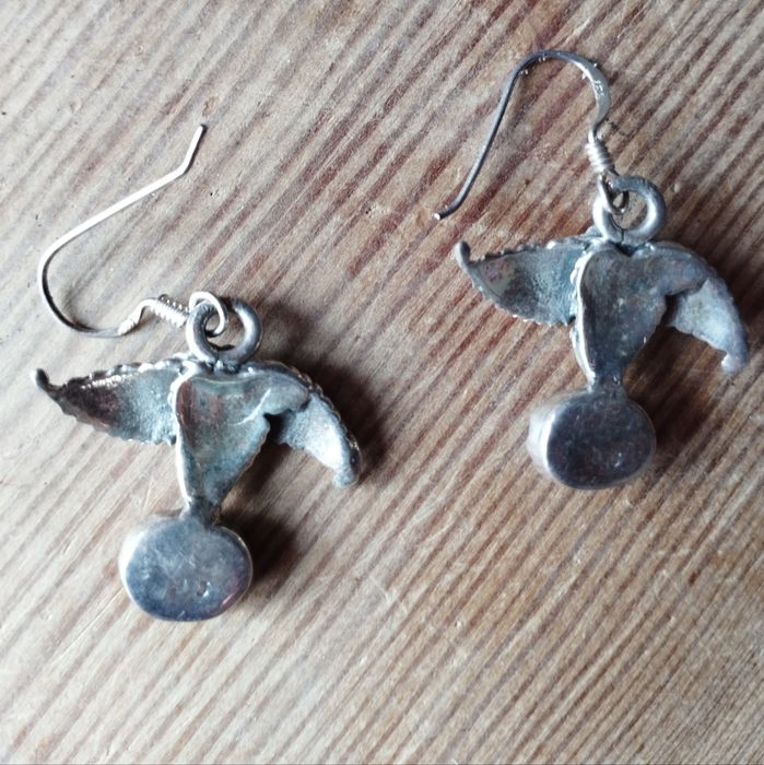 Brincos em prata de lei 925 com turquesa