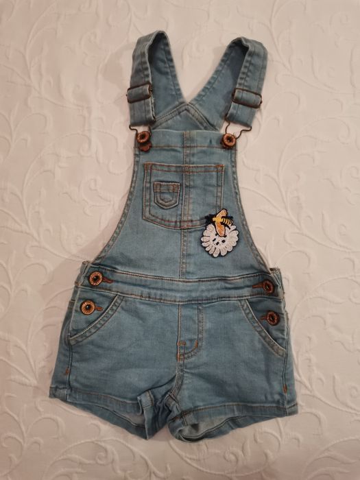 Denim overalls for girls, age 3–4 years