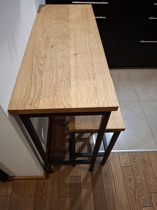 Stolik plus dwa stołki z litego dębu