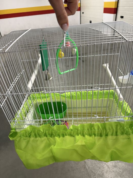 Gaiola retangular de pássaro, com todos os acesssórios