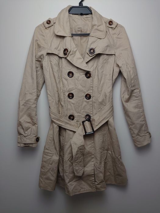 Elegancki beżowy bawełniany płaszcz przejściowy Dunnes