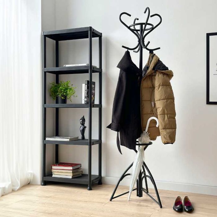Wieszak Na Kurtki Ubrania Stojący Czarny Stojak Podłogowy - WYPRZEDAŻ