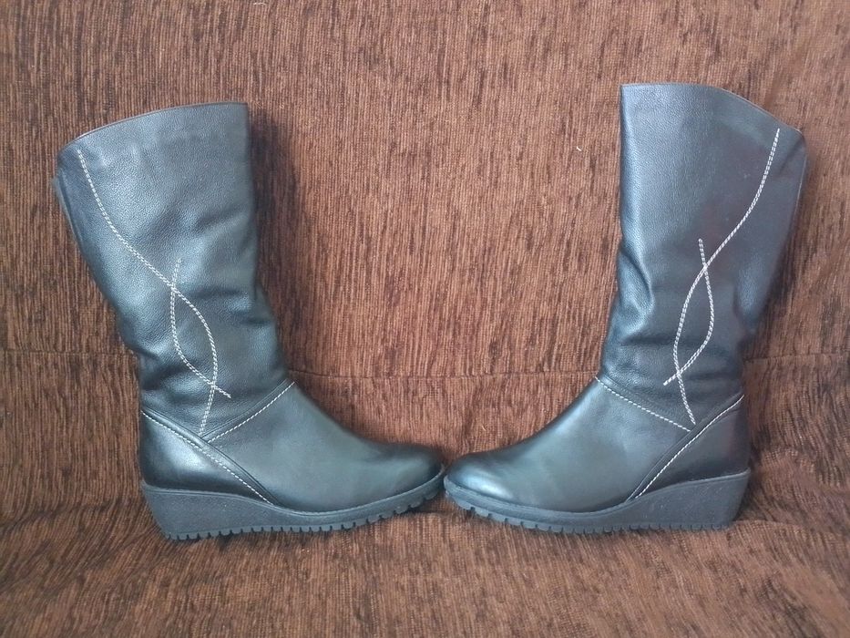 Женские кожаные зимние сапоги