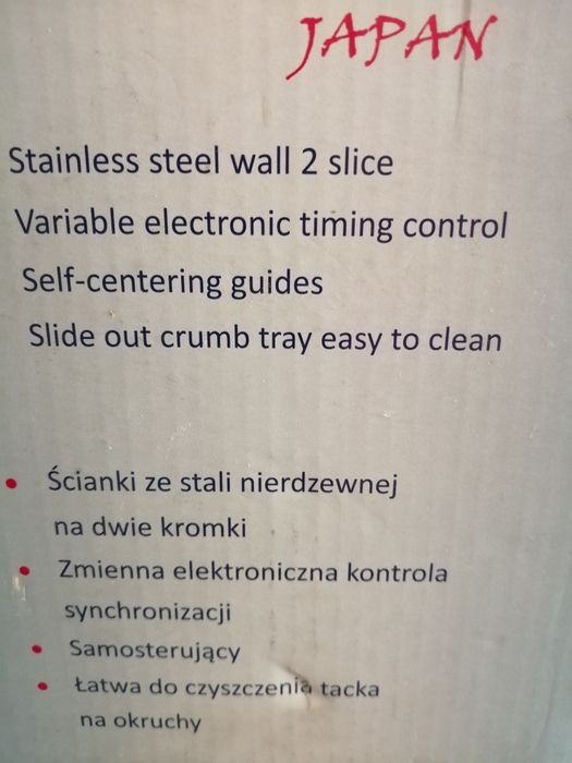 Toster Cristal Japan,  regulacja temperatury