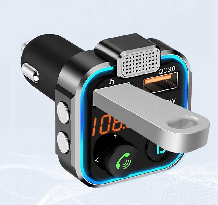 TRANSMITER FM bluetooth ładowarka telefonu MP3 2XUSB SD LCD