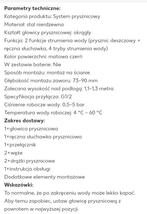 System prysznicowy