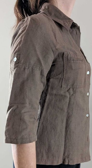 Camisa castanha com marga 3/4