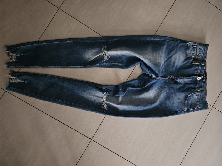 Rurki spodnie jeansy 5 par Zara Reserved Cropp M 38 wyższy stan pas