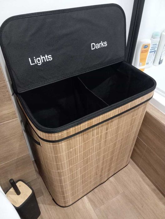 Kosz na pranie z pokrywą bambus naturalny 60 cm