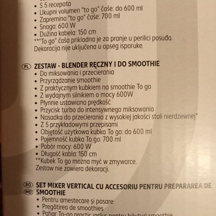 Blender ręczny switch on 600w