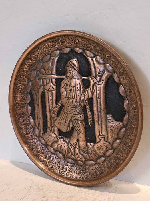 Подарок. Тарелка медная - Японский мотив - медь.