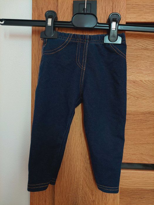 Granatowe legginsy jak dżinsy 6-9m 68-74 cm primark