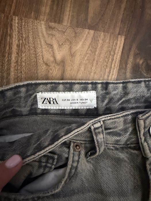 женские джинсы zara wide leg 34р серые