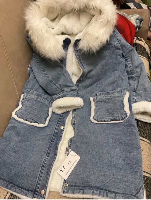 Джинсова парка …. Нова 48/50 , подовжена біла та рожева