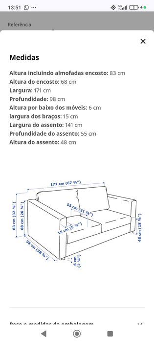 Sofá 3 lugares com chaise long