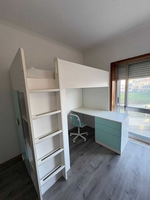 Cama alta com secretária 3 gavetas, Ikea SMASTAD