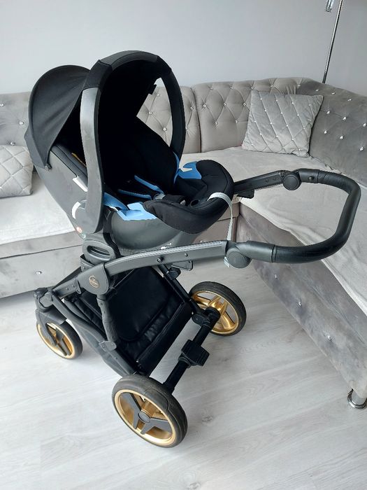 Wozek 3w1 4w1 junama diamond fluo line niebieski ekoskóra wysyłka