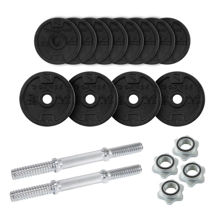 Conjunto halteres de musculação 20 kg com disco ferro fundido parte