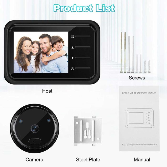 Електронний дверний оглядовий дзвінок, нічний бачення  НОВИЙ