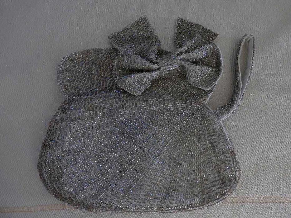 Torebka Wieczorowa z Koralików styl Art Deco Kolor Starego Srebra Next