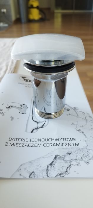 Korek z przelewem klik-klak kwadratowy Diamond chrom