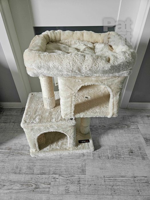 Drapak dla kota kompaktowy 67 cm beżowy domek słupek legowisko