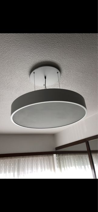 Candeeiro de suspensão diametro 60cm aluminio e vidro satinado